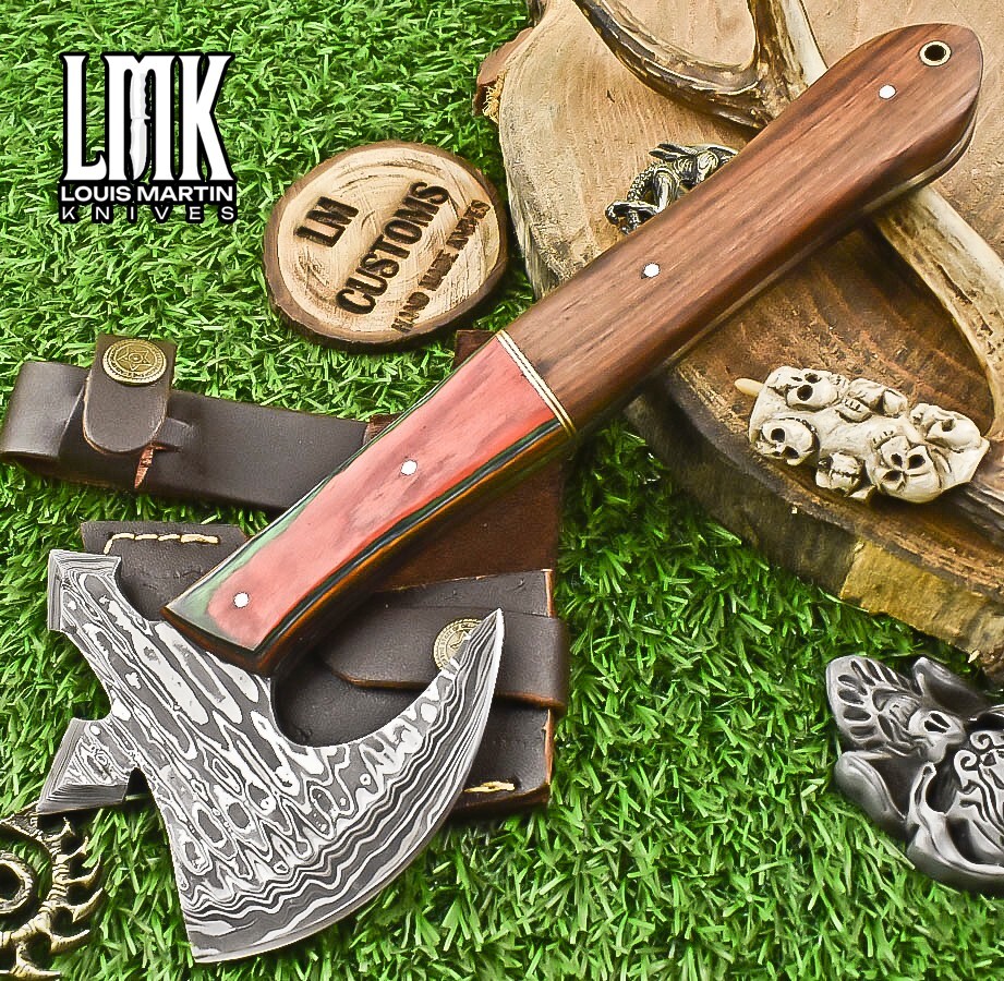 Hand Clever Chopper Axe Knife Ladder Damascus Walnut Wood Sports