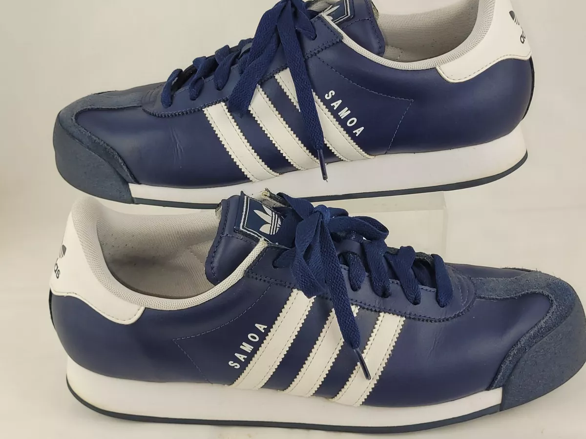 Adidas Samoa Shoes Mens Sz 12 Navy Blue White Leather Athletic Low