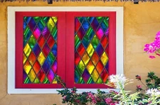 3D Color Diamond P377 Window Film Print Sticker Cling Stained Glass UV Block Am