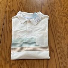 Cat  Jack Boys Short Sleeve Collared Polo T-Shirt Cream Color Front Stripes New