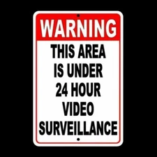 Warning This Area Under 24 Hour Video Surveillance Sign security camera S0020
