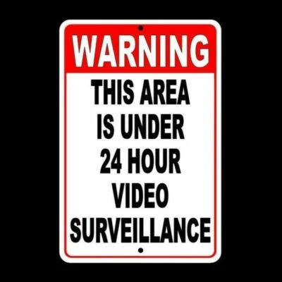 CUSTOM SIGNS Warning This Area Under 24 Hour Video Surveillance Sign security camera S0020