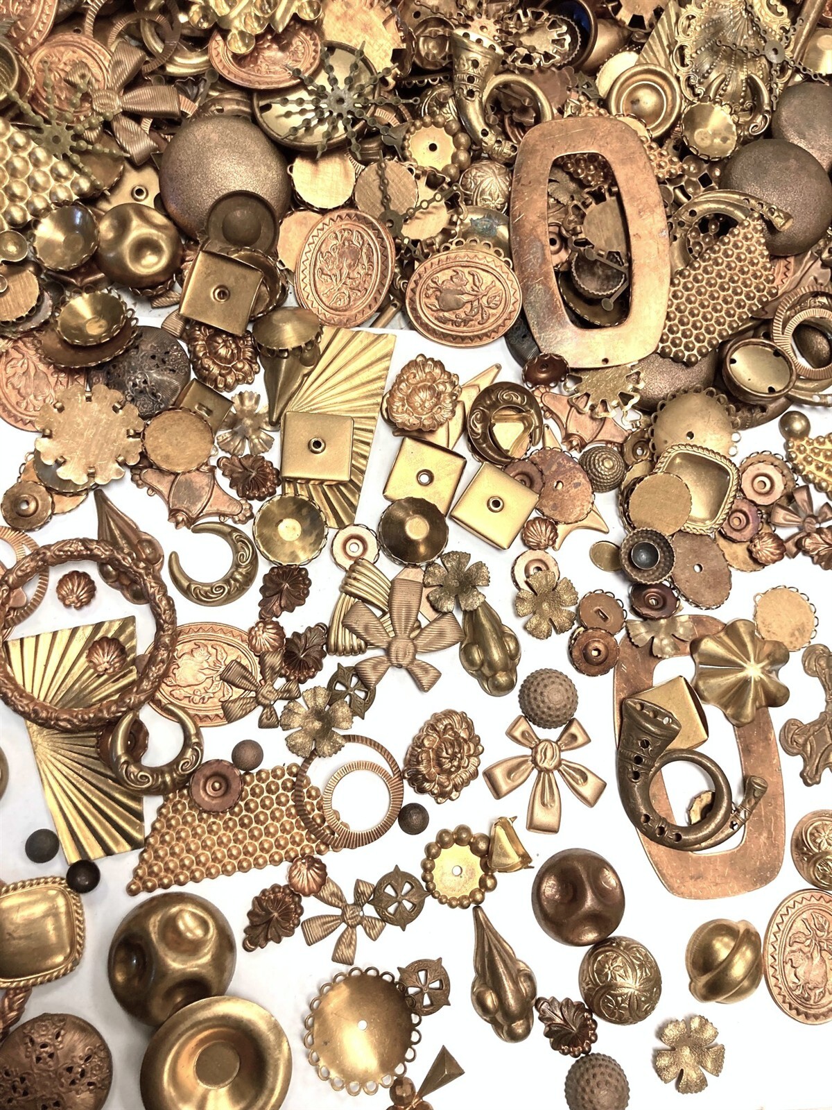 1/2 Pound Vintage Patina Aged Solid Brass Stampings Findings & Settings Lot 1589