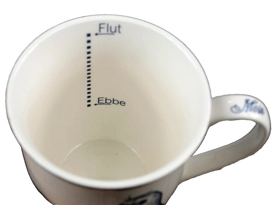 Maritimer Becher Seehund Moin Moin Ebbe Flut 400ml Porzellan Kaffeebecher (1276) - Bild 4 von 4