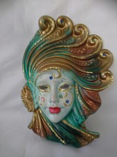 ITALIAN ART DECO STYLE CERAMIC WALL MASK 2003 VGC