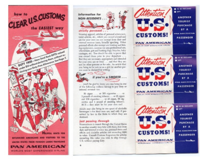 Pan American.  Brochure US Zoll (Customs/Duty Free), 1957