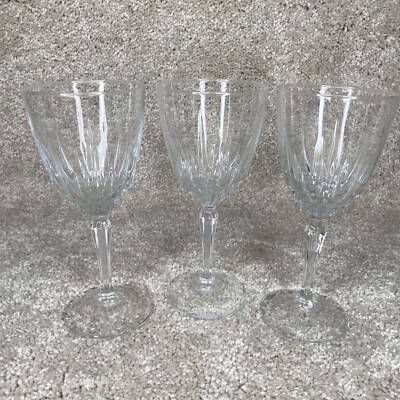 Vintage Cristal D'arques-Durand Luminarc Diamant Wine Glasses, Clear Glass Set 3