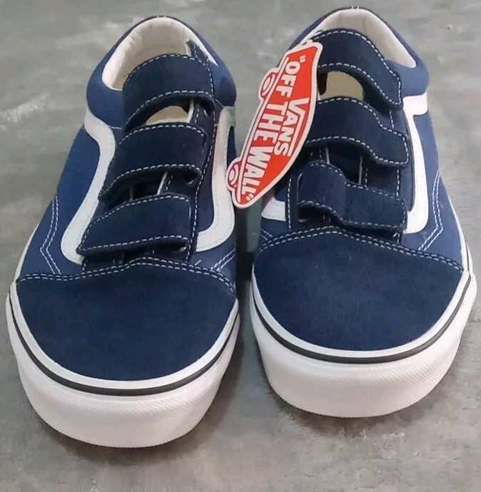 Tenis VANS para hombre talla 9 azul Skool gamuza lona 3 correas