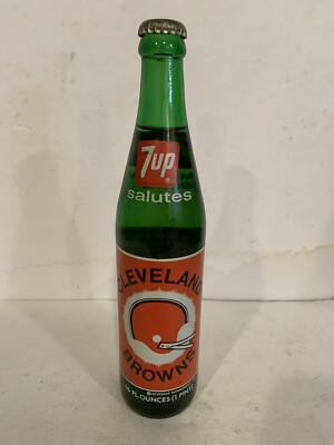 Vntg Cleveland Browns 7UP Bottle Commemorative 1974 Full UnOpened 16oz Unique