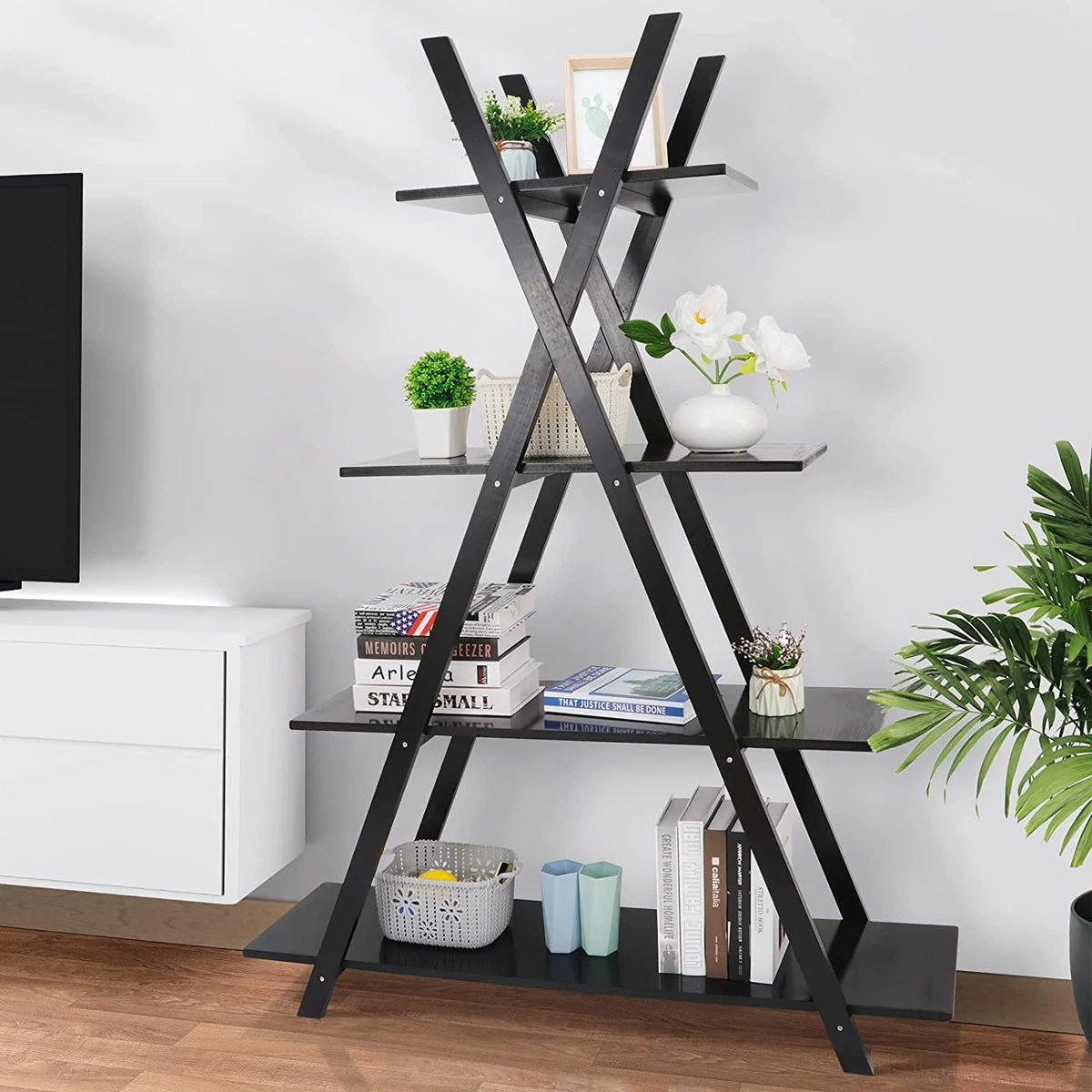 Small rustic ladder shelf deals