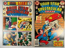 Four Star Spectacular Giant #1 + #6 DC 1976 Bronze Age Superboy Wonder Woman