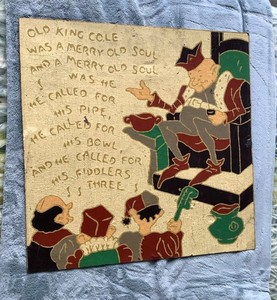 Antique vintage "Old King Cole" linoleum tile from the 30's, 18" x 18"