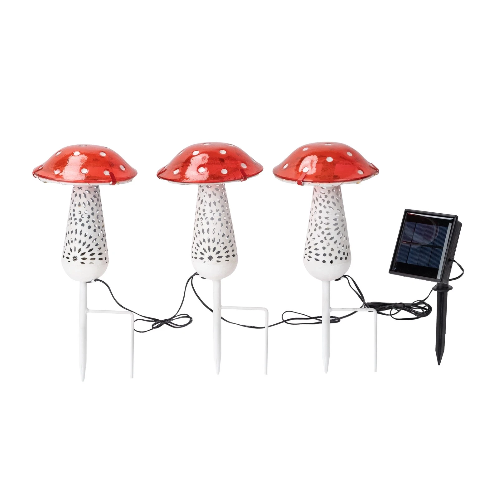 LED Solar Mushroom Garden Stakes, 3-Pack