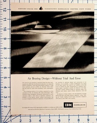 IBM Research Air Bearing Design Ad Yorktown New York Computer Technology Vintage
