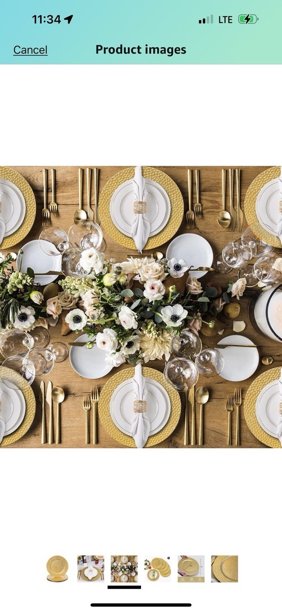MAONAME 13" Gold Charger Plates Set Of 50, Round Charger For Dinner Plates, Plate Chargers With Beaded Rim, Plastic Table Chargers For Wedding, Party