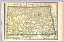 North Dakota Oklahoma Vintage Antique State Map Atlas Book Page Art
