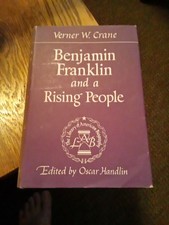 Benjamin Franklin and a Rising People by Verner W. Crane (1954 1st Edition)DJ