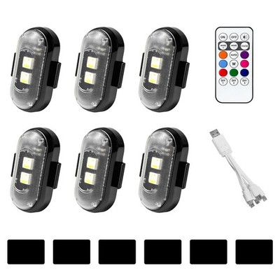 6PCS Wireless LED Strobe Lights with Remote Control, 8 Colors Anti-Collision ...
