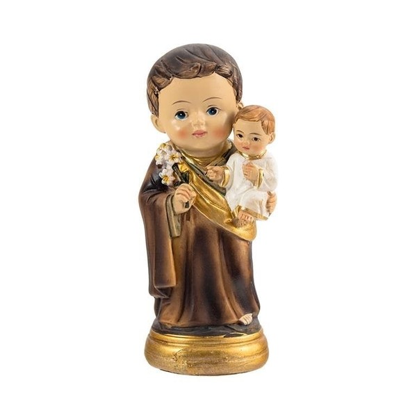 DRW Figur San Jose Mit Kind Im Kinderstil Aus Kunstharz, Handbemalt, 4 X 4 X 10-image