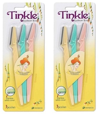 6x Dorco Tinkle Eyebrow Razor, Hair Trimmer Shaver, Facial Razor