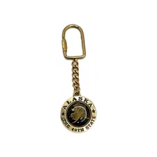 Alaska Twist-Closed Keychain, Goldtone, Preowned, 49th State