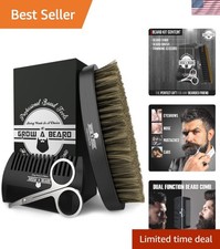 Luxury Beard Grooming Kit - Boar Bristle Brush Comb Set with Travel Bag