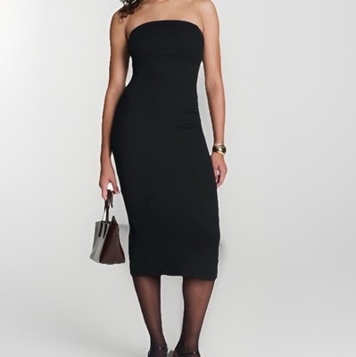 NWT SPANX SPANXshape Ponte Strapless Midi Dress In Black Size Small BRAND NEW