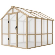 Outsunny 6.6 x 8 ft. Polycarbonate Greenhouse, Wooden Walk in Greenhouse Kit