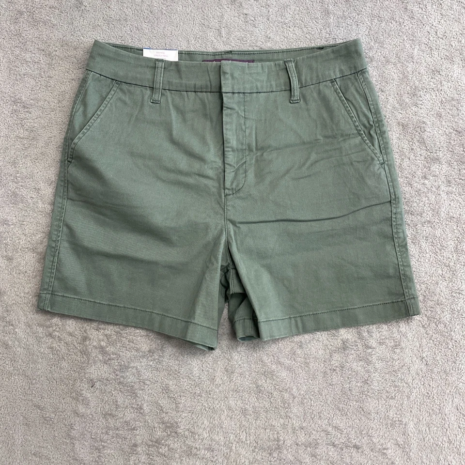 NOVO Shorts Chino Gloria Vanderbilt Feminino Tamanho 10 Cintura Média Elástico Sarja Verde - Imagem 4 de 4