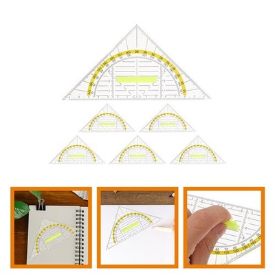 6Pcs Plastic Measuring Triangle Rulers Geometry Drawing Rulers Tool Set