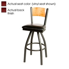 Oak Street Mfg HMH Plain Mahogany Wood Back & Seat Swivel Barstool