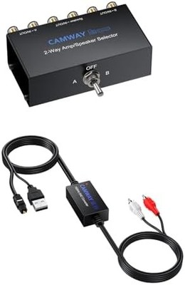 Digital to Analog Audio Converter,Optical to RCA + 2-Way Amplifier Speaker Selec