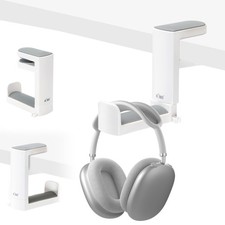 KIWIFOTOS Headphone Stand Holder Under Desk, Clip Design, White without USB