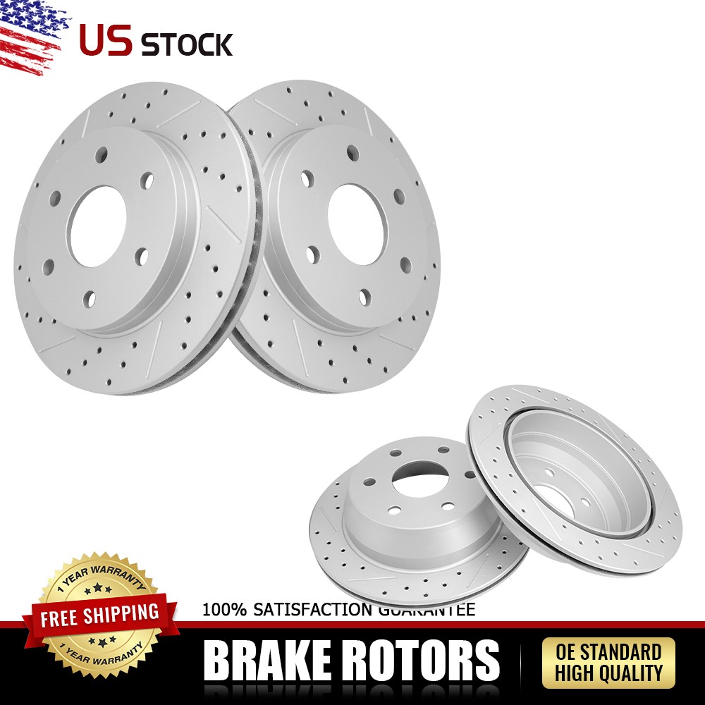 Front and Rear Disc Brake Rotors for Chevy Silverado 1500 W/1 Piston Calipers