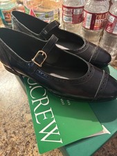 J. Crew Mary Jane Ballet, Black Spazzolato Leather, Size 9, fits like a size 8.