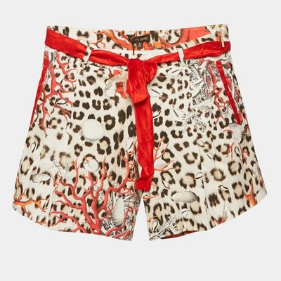 Roberto Cavalli Kids BrownRed Leopard Print Cotton Shorts 10 Yrs