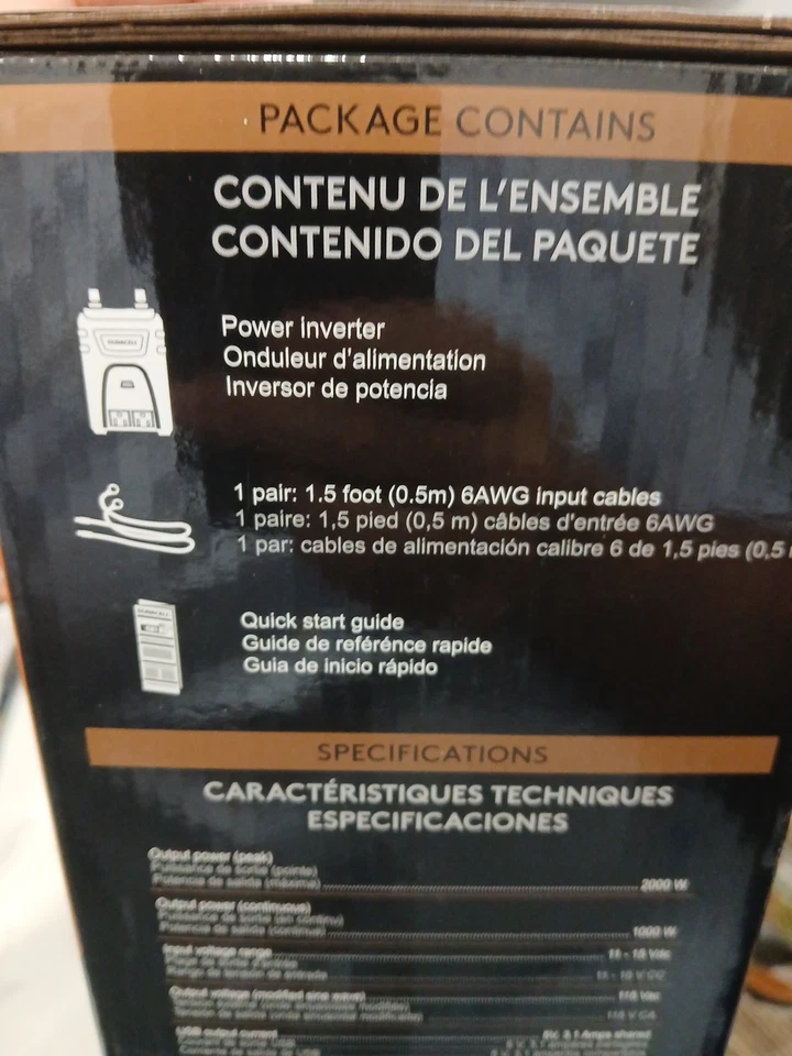 DURACELL HIGH POWER INVERTER 1000 WATT #1567291 NEW SEALED - Image 3 of 4