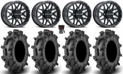 Raceline Krank 14'' Wheels Black 30'' Terminator Max Tires Yamaha Grizzly Rhino