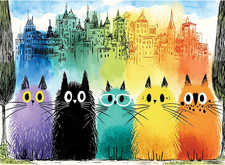 Rainbow Fluffy Cat Jigsaw Puzzle for Adults,300 Pieces Puzzle,20.5" X 15"