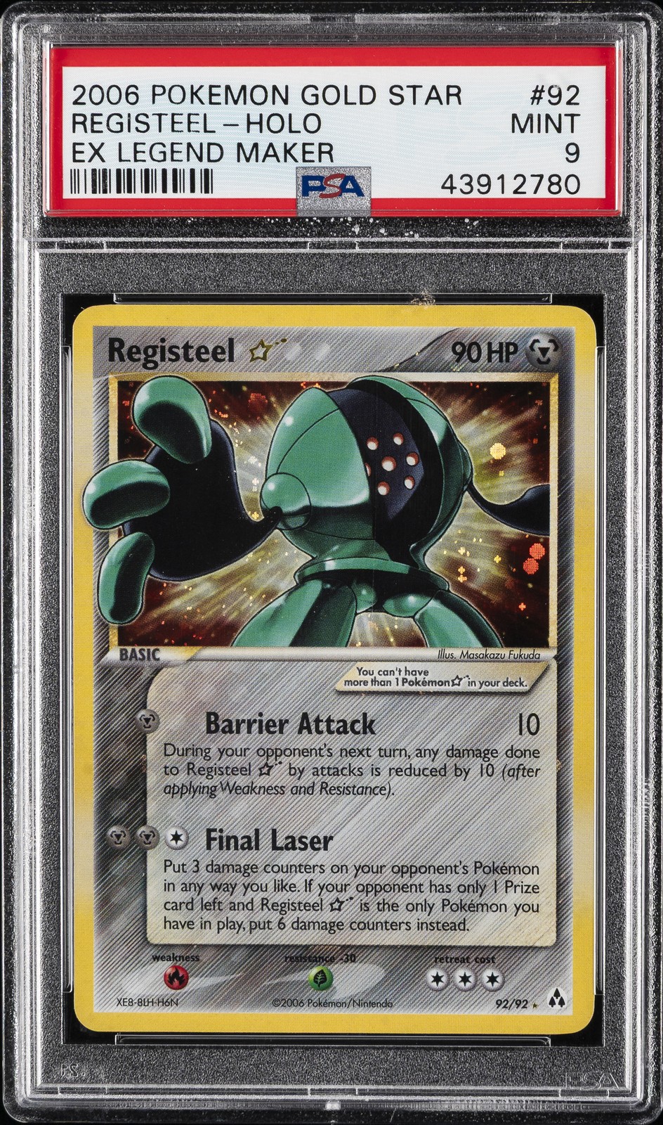 2006 POKEMON EX LEGEND MAKER GOLD STAR #92 REGISTEEL-HOLO PSA 9