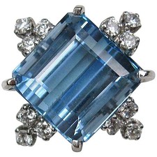 7.30 CT Square Shape Clear Aquamarine  Rose Cut CZ Ring for Girls.