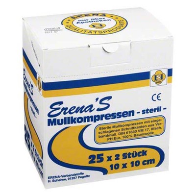 Erena Steril Mullkompresse 10x10 · 25X2 St · PZN 03305384