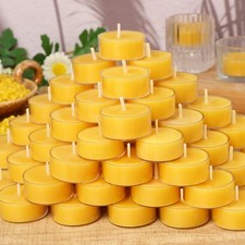 50 Packs Beeswax Tealight Candles Bulk,4 Hours 100 Pure Beeswax Tea Lights C...