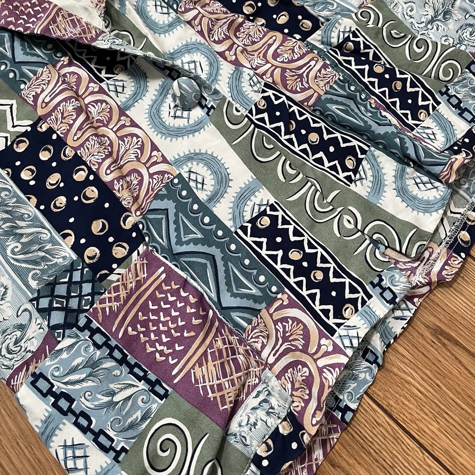 Blazer vintage anos 80 Dani J. Funky estampado manga 3/4 - tons legais | Tamanho: 14 - Imagem 3 de 4