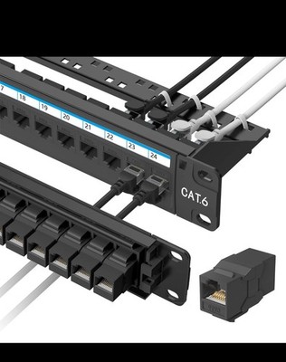 [UL Listed] 24 Port Patch Panel Rackmount or Wall Mount 19-Inch, 1U Cat 6 Net...