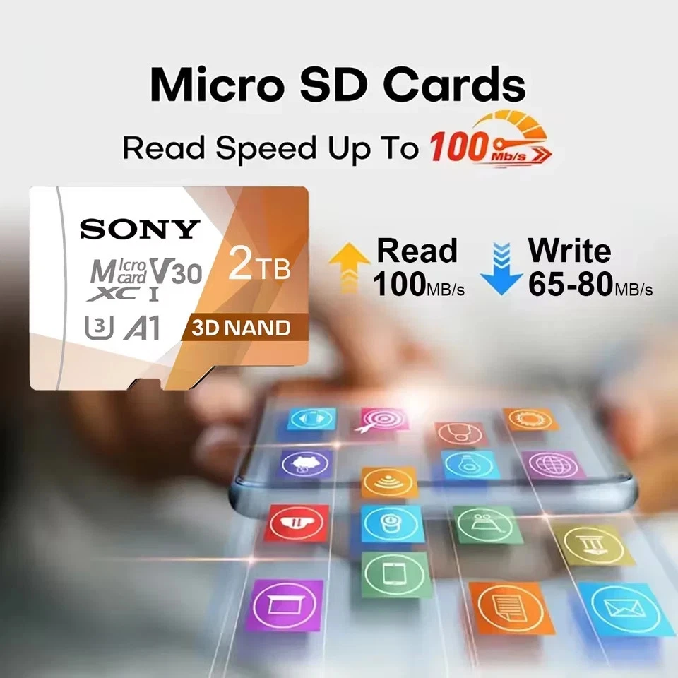 Micro SD TF 2TB 1TB 512GB 256GB 128GB Memory Card Class 10 High Speed Flash SD - Image 3 of 4