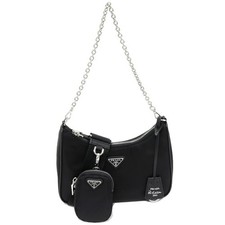 Prada Re-Edition 2005 Re-Nylon Nylon Calf 2Way Shoulder Bag Women Black One Size