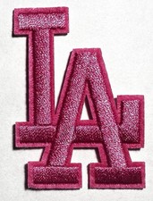 Los Angeles Dodgers L.A. Letters Pink Jersey Patch Iron on 2.4