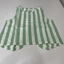 Pact Canopy Linen Blend Tulip Back Tank Jade Stripe M