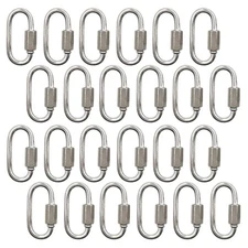 24Pcs Quick Links Stainless Steel D Shape Locking Carabiner